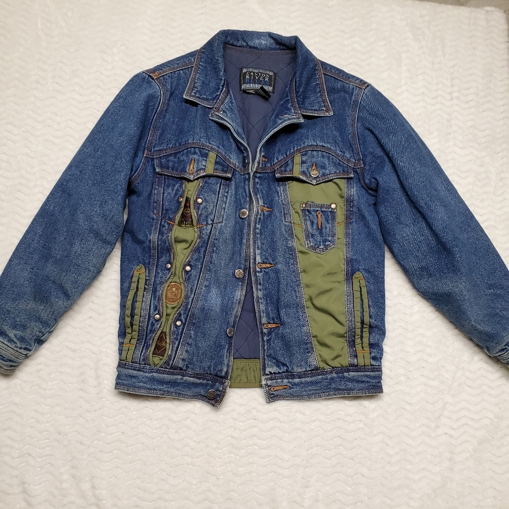 vintage Canyon River Blues Denim Jacket quilted lining Womans 14-16 Large unique